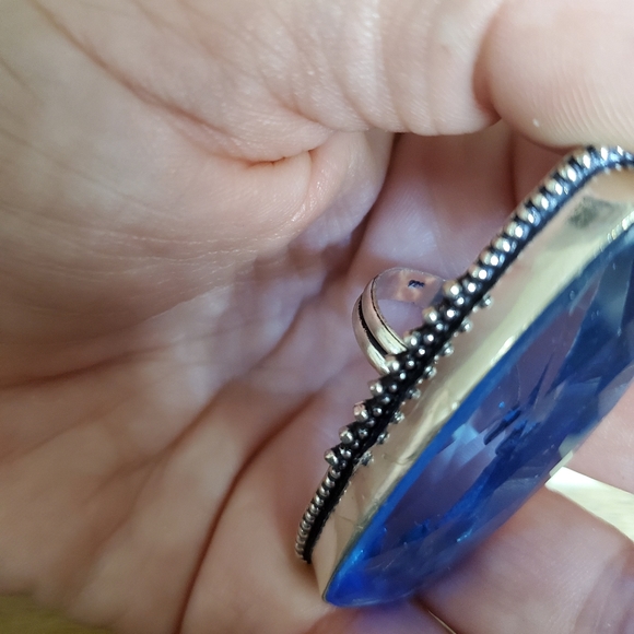 New Blue Quartz 925 Silver Statement Ring. - Picture 6 of 10
